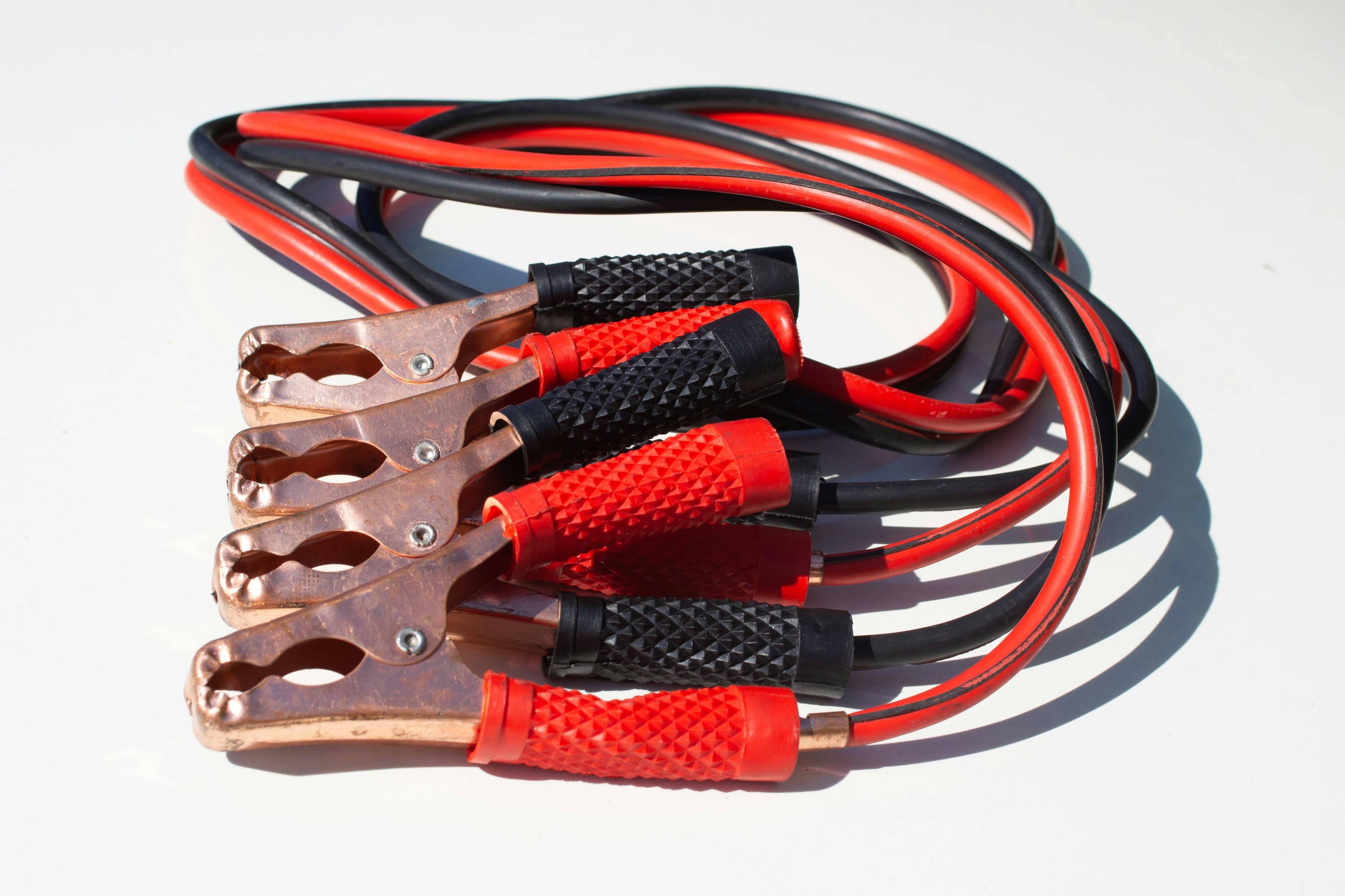 Jumper cables for a dead car battery